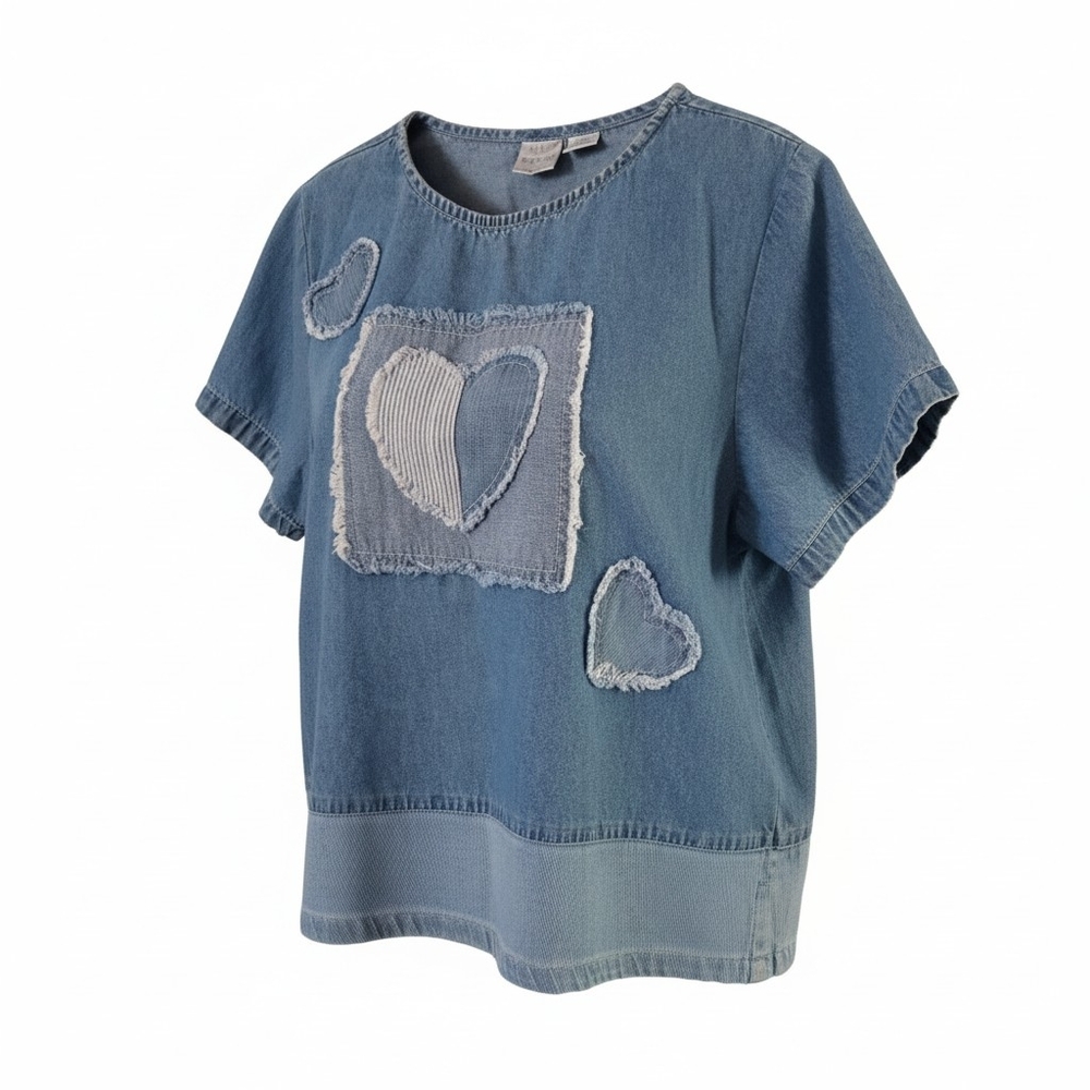 Bleu Bayou Blue Top with Heart Accents